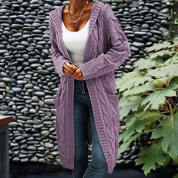 Women’s Mid-Length Knit Cardigan Sweater with Pockets in 4 Colors S-XL - Wazzi's Wear