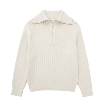 French Open Collar Wool Sweater