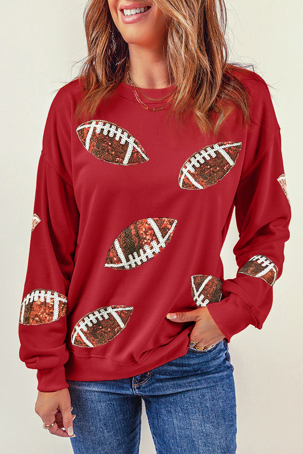 Sequin Football Patch Sweatshirt - Sydney So Sweet