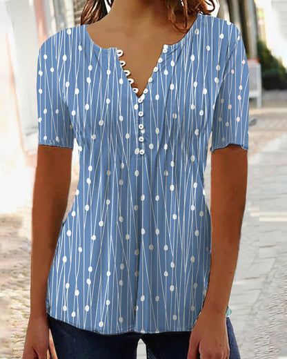 Tina® | T-shirt with polka dots and V-neck