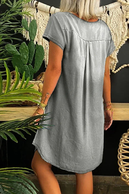 Lorena® | Casual denim mini dress with short sleeves