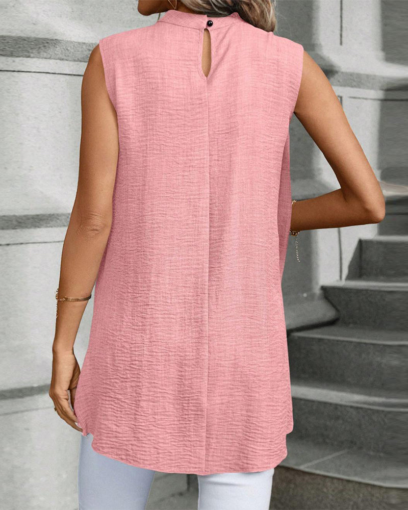 Sandra® | Elegant solid colour sleeveless top in a faux layered design