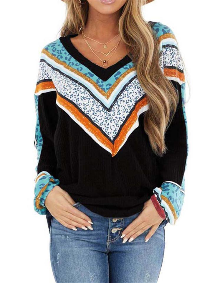 Casual Style Printed Long Sleeve Knitted Pullover Tops Shopvhs.com