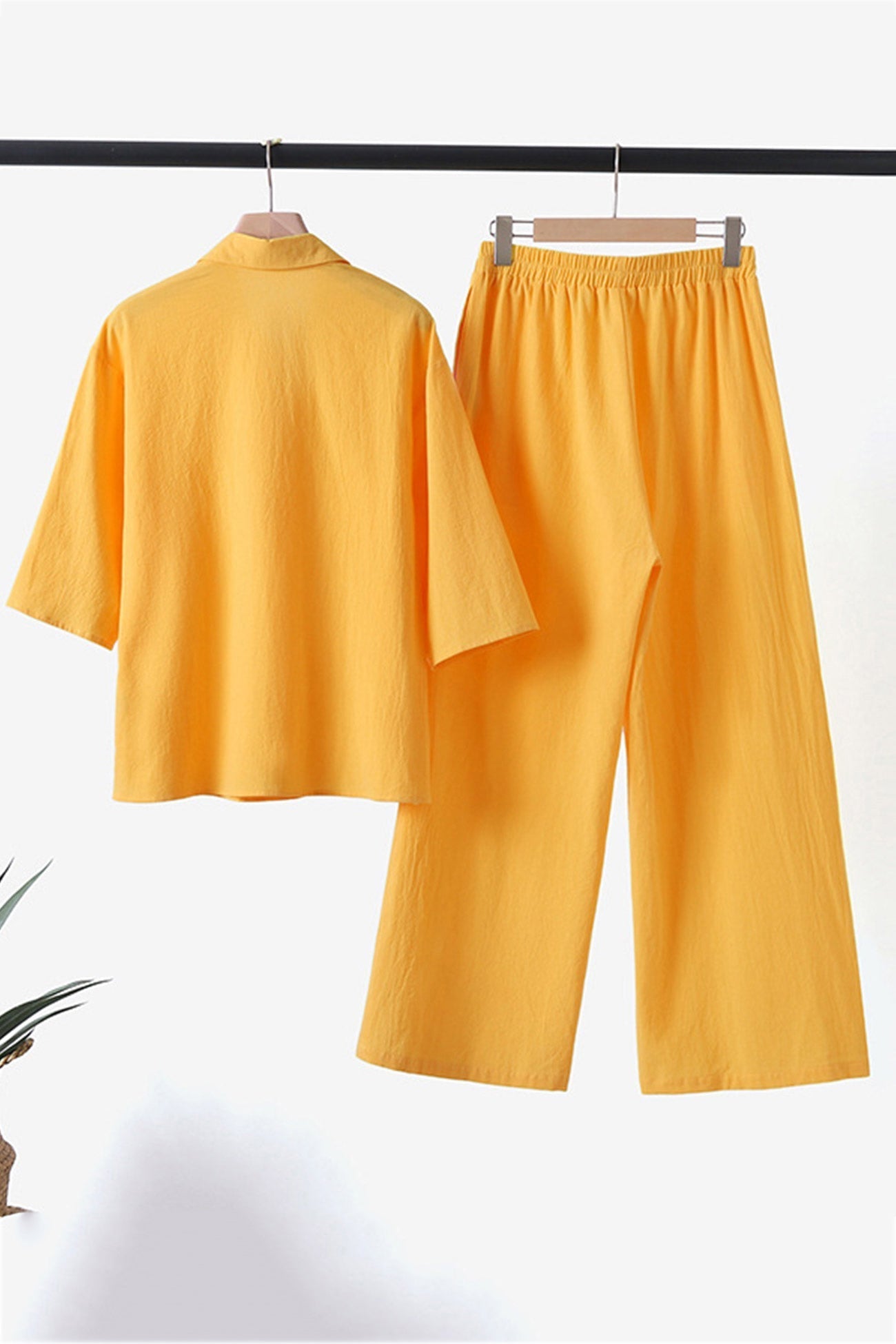 Catherine® | Cotton Linen Blouse Long Pants Set