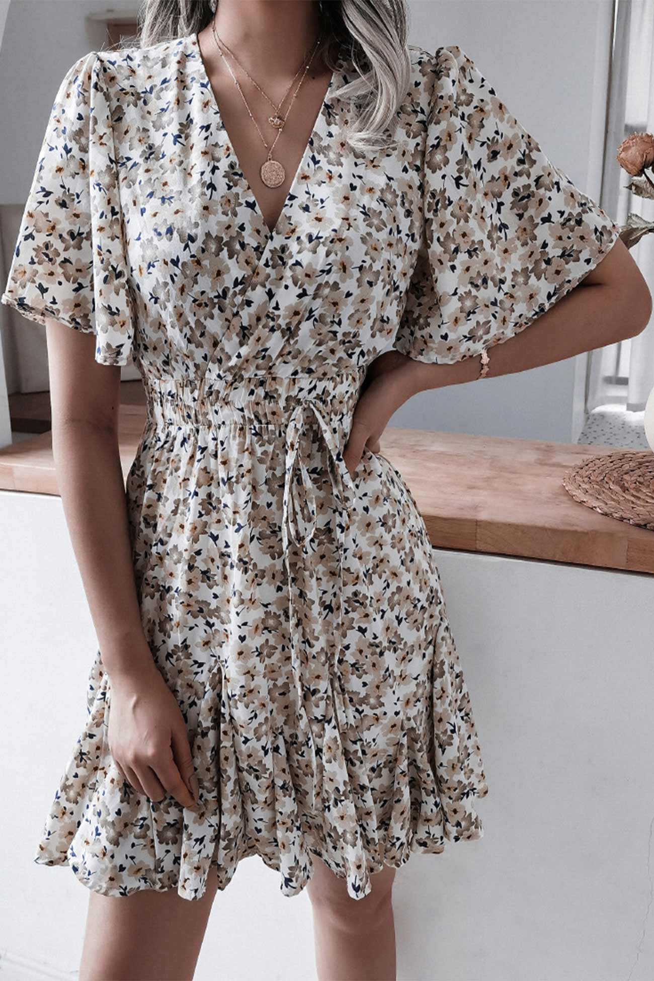 Nicole® | Floral Print Chiffon Mini Dress