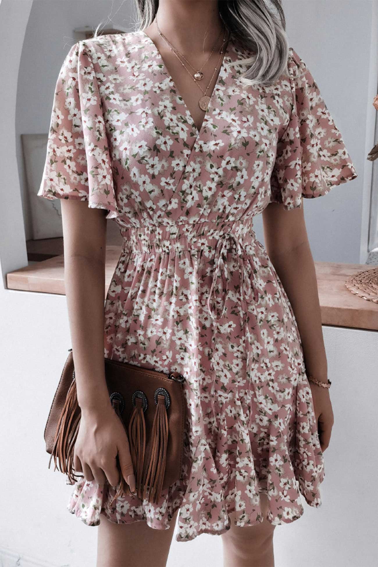 Nicole® | Floral Print Chiffon Mini Dress