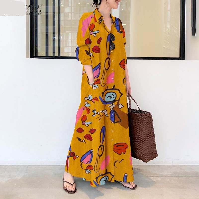 Maya® | Elegant Printed Shirt Dress Women's Autumn Sundress