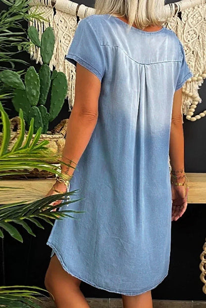 Lorena® | Casual denim mini dress with short sleeves