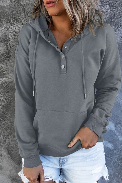 Dropped Shoulder Long Sleeve Hoodie with Pocket - Sydney So Sweet