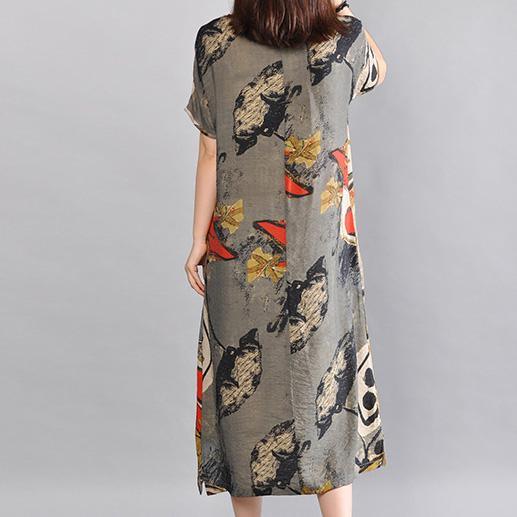 Sadie® | summer brown floral linen dress