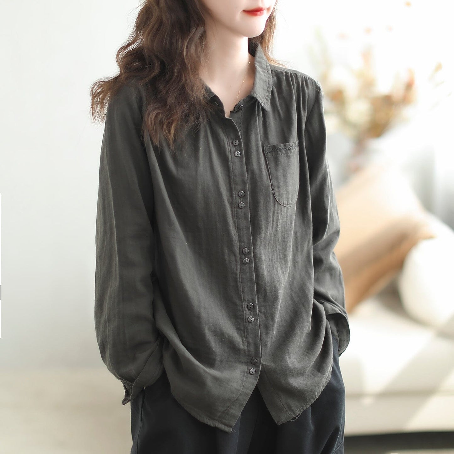 Women Autumn Minimalist Loose Casual Blouse