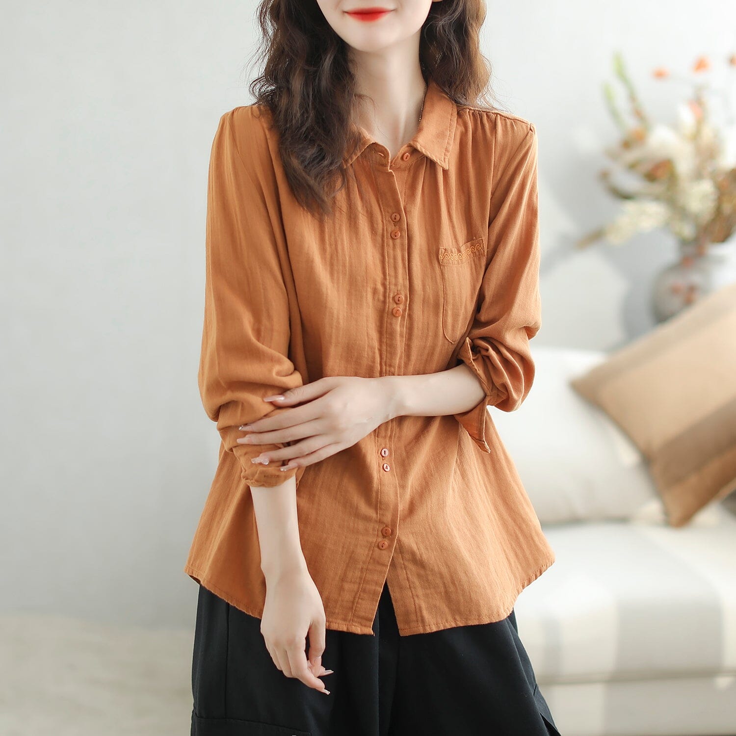 Women Autumn Minimalist Loose Casual Blouse