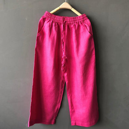 Women Linen Ankle Length Loose Pants