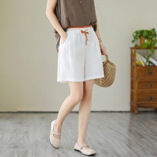 Women Summer Minimalist Linen Loose Shorts