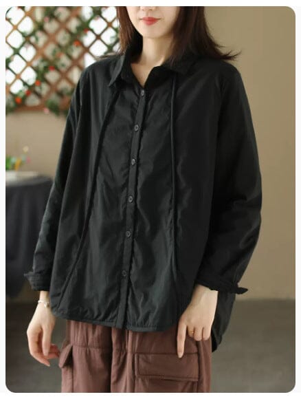 Women Winter Casual Cotton Quilted Blouse