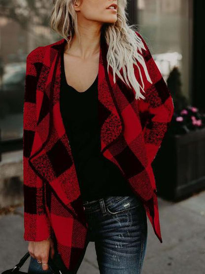 Women's Coats Plaid Lapel Long Sleeve Short Woolen Coat - Coats & Jackets - INS | Online Fashion Free Shipping Clothing, Dresses, Tops, Shoes - 20-30 - 27/10/2021 - COA2110271261