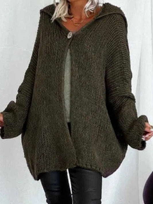 Women's Sweaters Solid Doll Sleeve Hooded Sweater - LuckyFash™